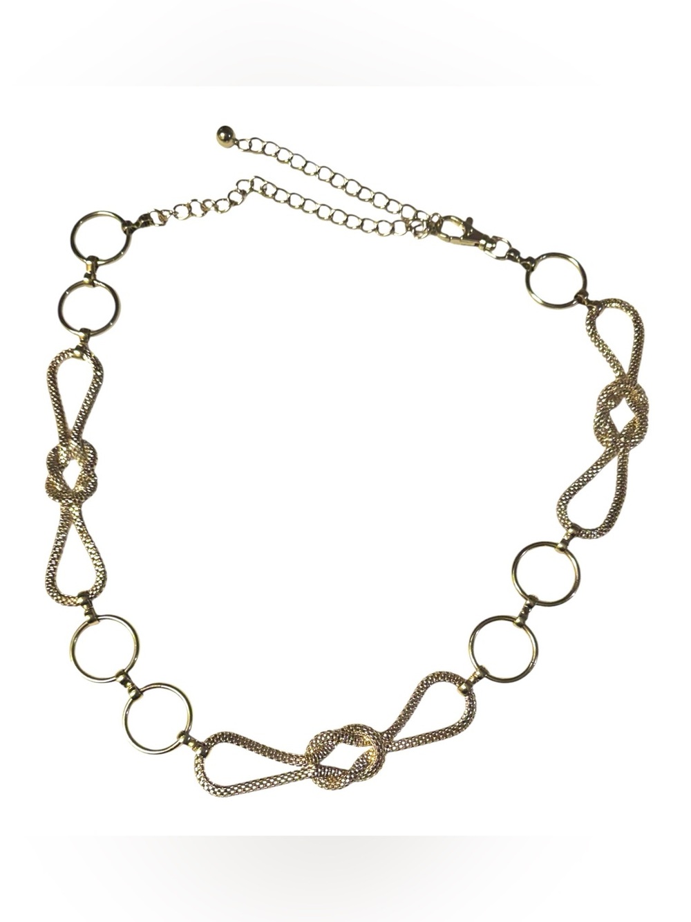 Chico’s Early 90’s Goldtone Mesh Horsebit Infinity Loop Metal Chain Belt Sz OS
